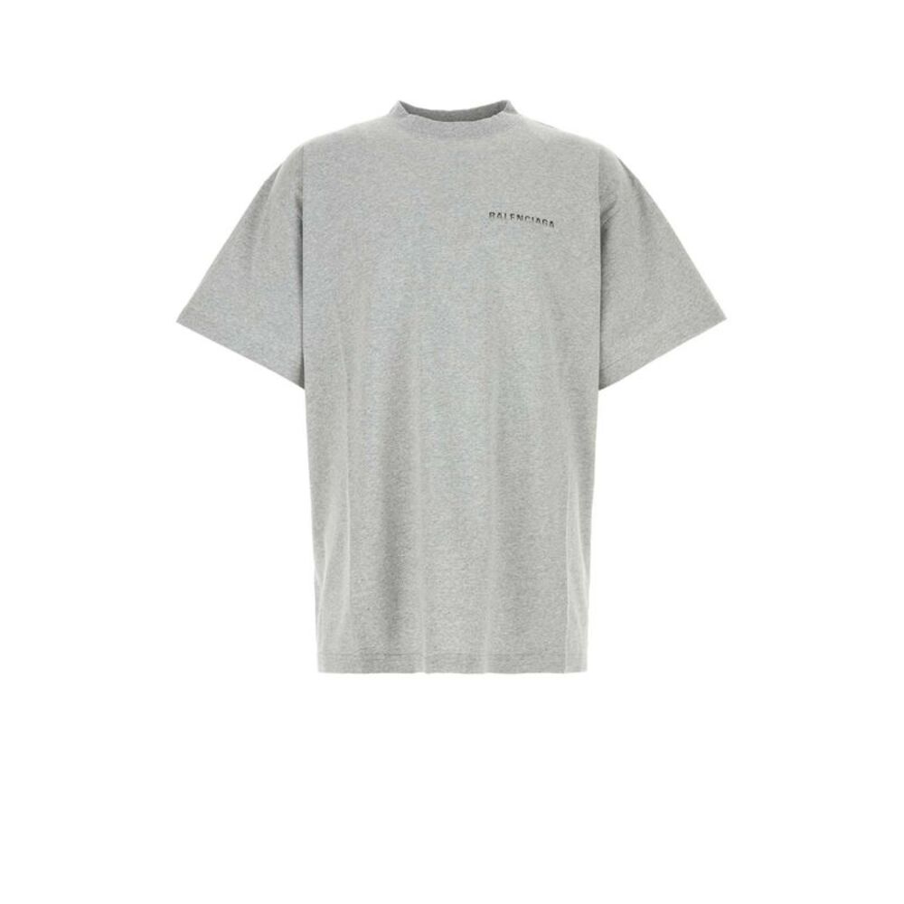 Balenciaga Men Melange Grey Cotton Oversize T-Shirt